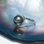 bague en argent avec perle de tahiti