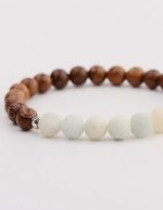 bijou en bois avec pierres amazonite