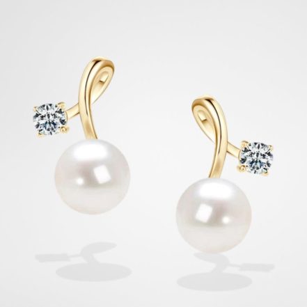 Boucle D'oreille En Perle De Culture Baroque Argentée - Argent 925, Fermoir Clou, Rose-Mimosa, Neuve Avec étiquettes