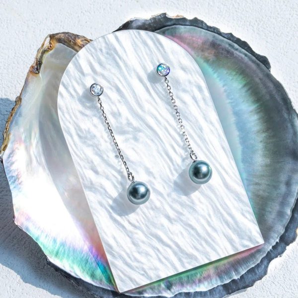 boucle d'oreille perle de tahiti diamant