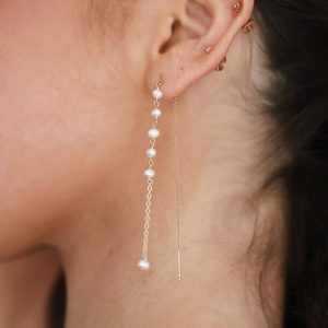boucle d'oreille perle pendante Emi