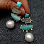 boucles d'oreilles en amazonite et perle