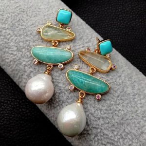 boucles d'oreilles fantaisistes en turquoise