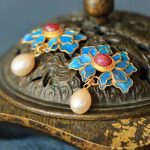 boucles d'oreilles fleurs pivoine vintage