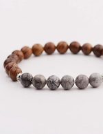 bracelet boisé avec jaspe gris