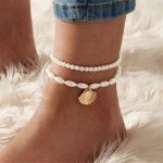 bracelet de cheville en perles rondes pour femme