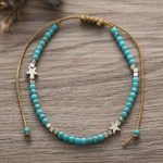 bracelet de cheville étoile en perles turquoises