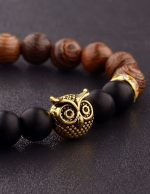 bracelet élégant en bois et onyx noir