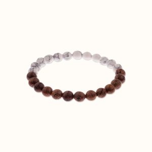 bracelet en bois et howlite