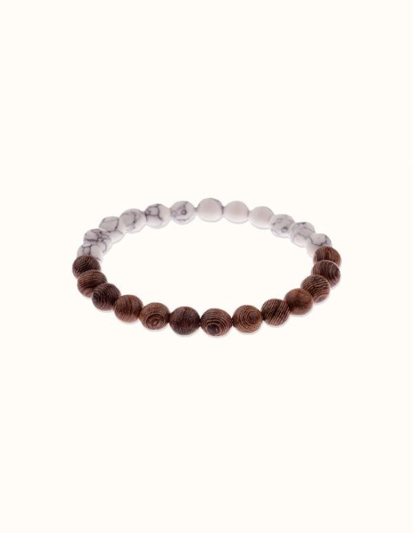 bracelet en bois et howlite