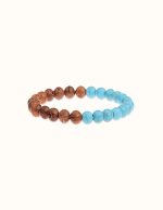 bracelet en bois et howlite bleue