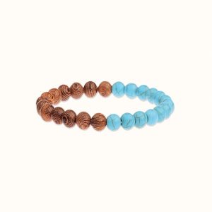 bracelet en bois et howlite bleue