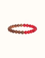 bracelet en bois et howlite rouge