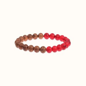 bracelet en bois et howlite rouge