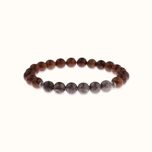 bracelet en bois et jaspe gris