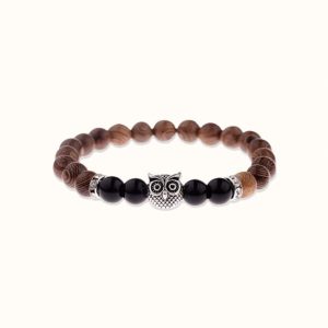 bracelet en bois et onyx noir