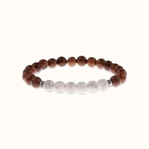 bracelet en bois et pierre semi précieuse