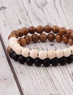 bracelet howlite blanche et bois