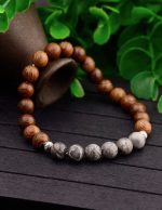 bracelet jaspe gris et bois