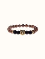 bracelet naturel en bois et onyx noir