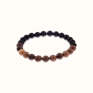 bracelet perles de bois et d'onyx