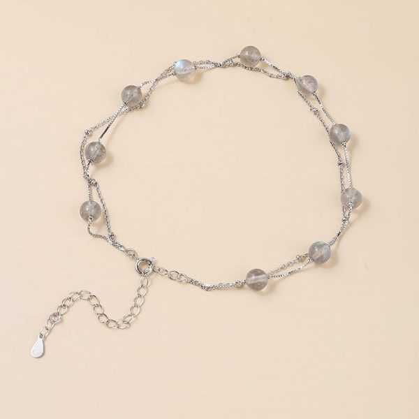 bracelet pierre de lune grise naturelle pour cheville