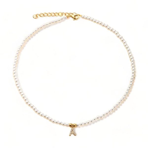 collier perle avec lettre Letizia