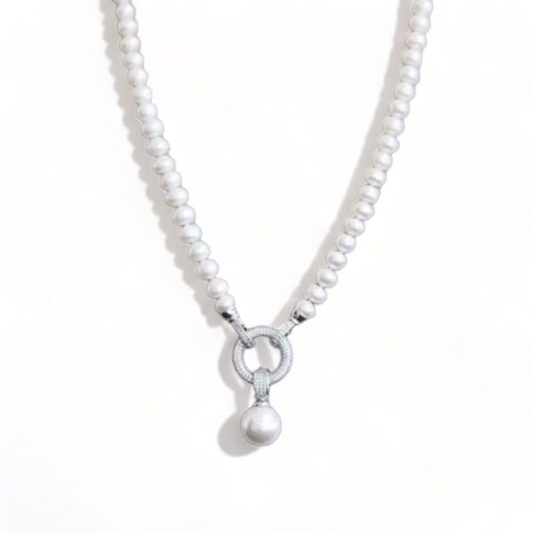 Collier Vintage En Perles Blanches Argenté - Référence *3248 - Occasion