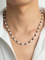 salircon - collier en perles cristal noir
