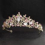 bijou diadème en perles roses