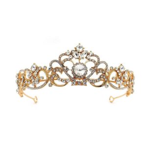 diadème dorée strass